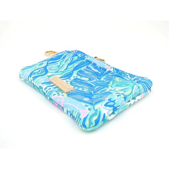 Lilly Pulitzer Blue & Pink Zippered Pouch With Bamboo Clip - Picture 6 of 12